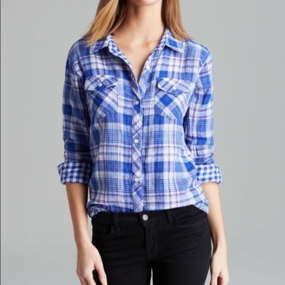 Rails Tops - RAILS Kendra Blue White and Purple Button Up